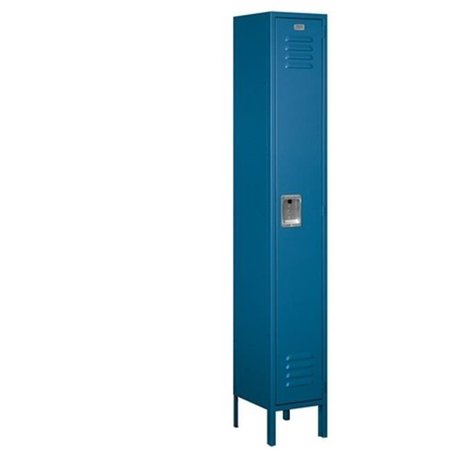 SALSBURY INDUSTRIES Salsbury 61162BL-A Standard Metal Locker Single Tier - 1 Wide - 6 Feet High - 12 Inches Deep - Blue - Assembled 61162BL-A